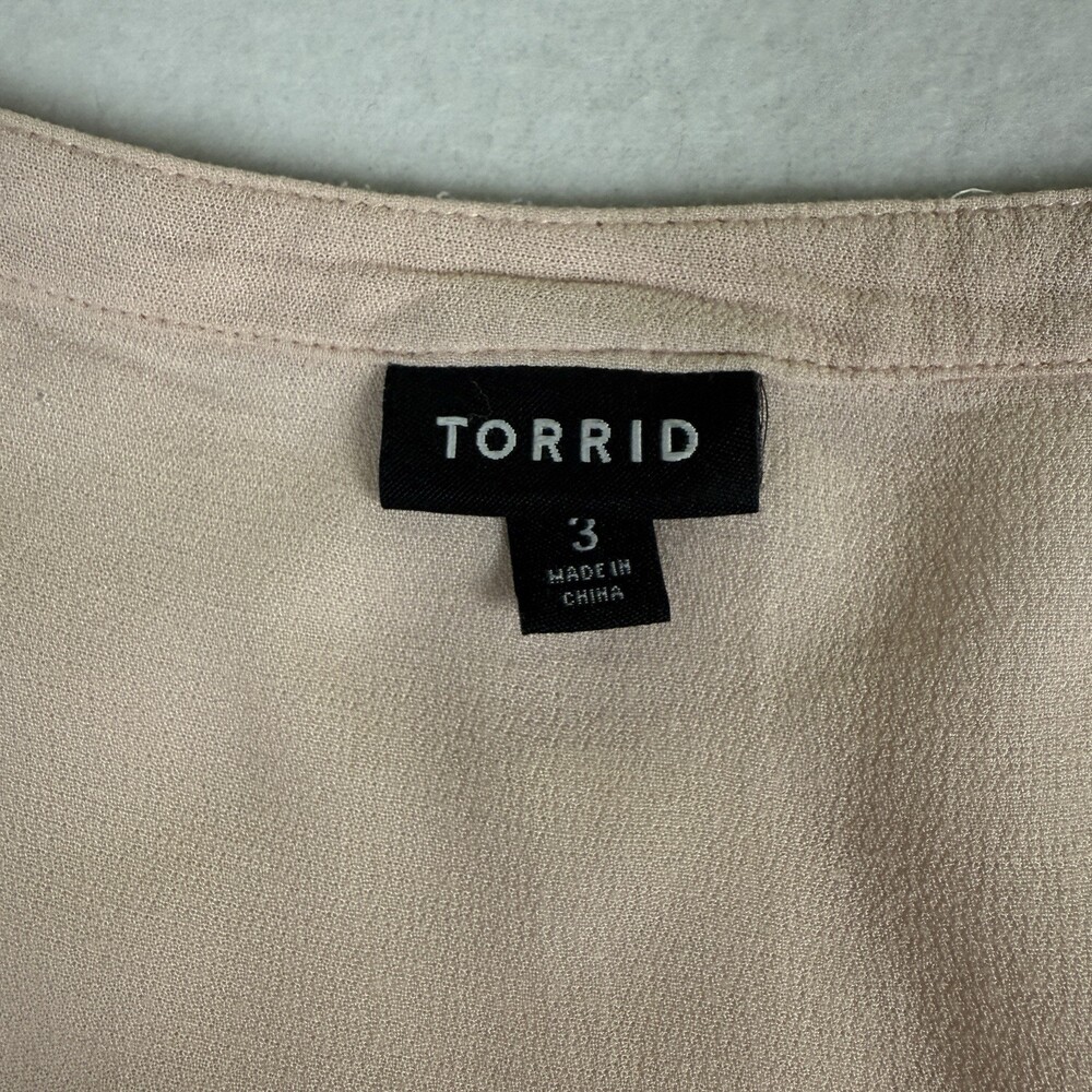 TORRID Dress Ballet Pink Embroidered Cottagecore Boho Roll Tab Button Up Plus 3X - Picture 3 of 12